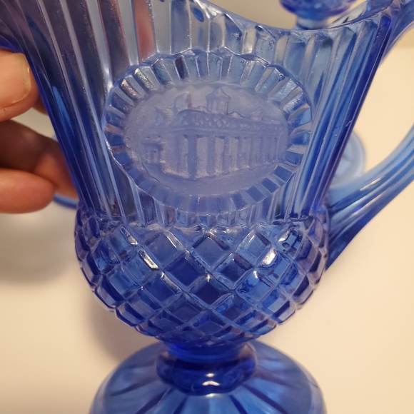 Vintage Avon Fostoria George And Martha Washington And Mount Vernon Etched Blue - Picture 3 of 6